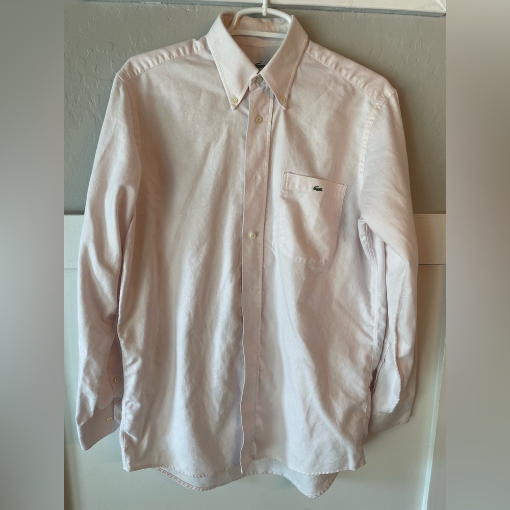 Lacoste Men's Soft Pink Casual Button-Down Shirt